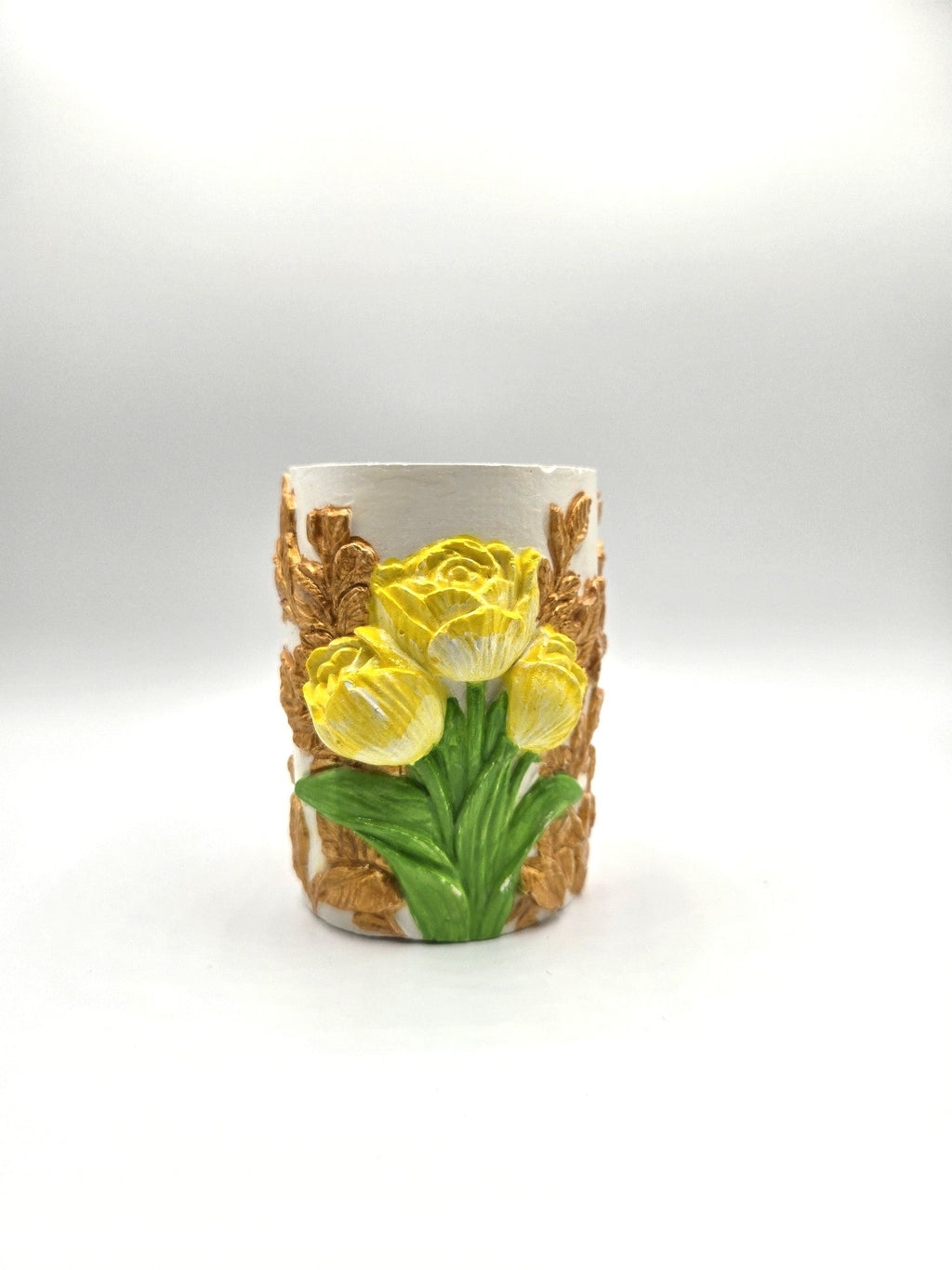 Blumenrelief Dekoobjekt Lila Tulpen von vorne