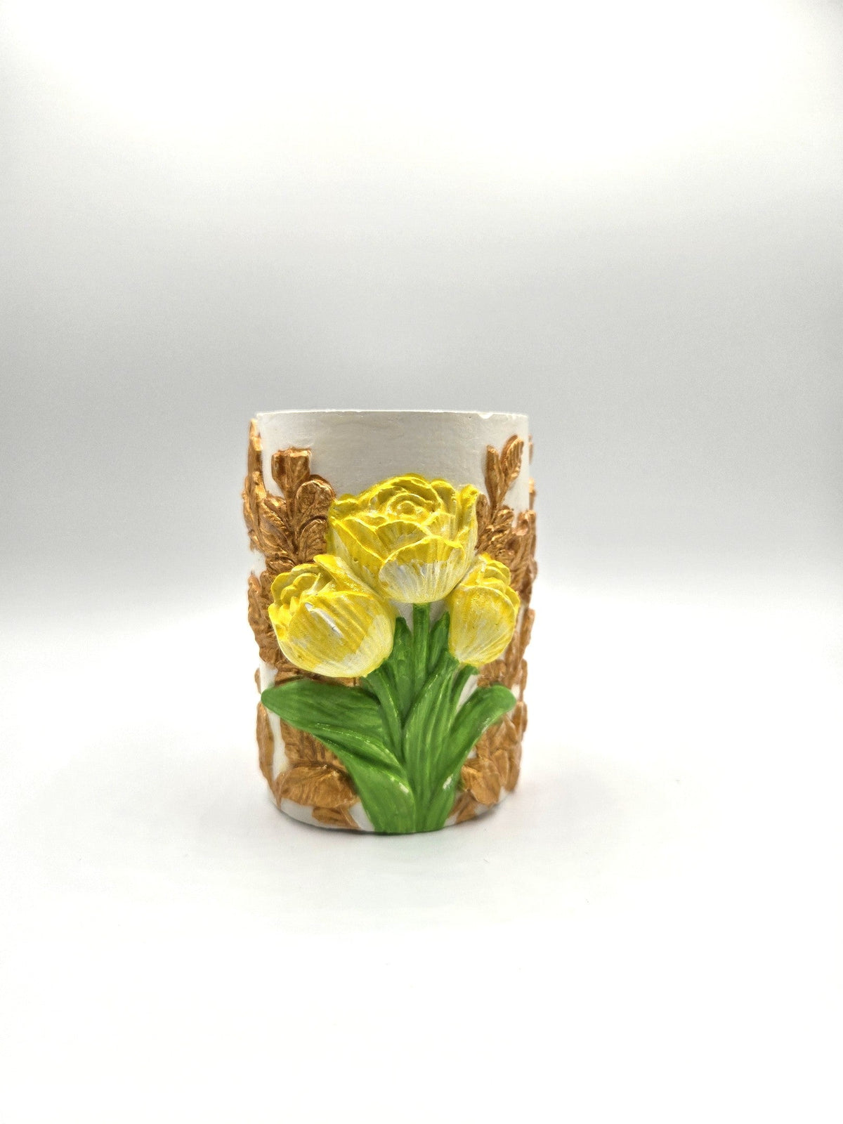 Blumenrelief Dekoobjekt Lila Tulpen von vorne
