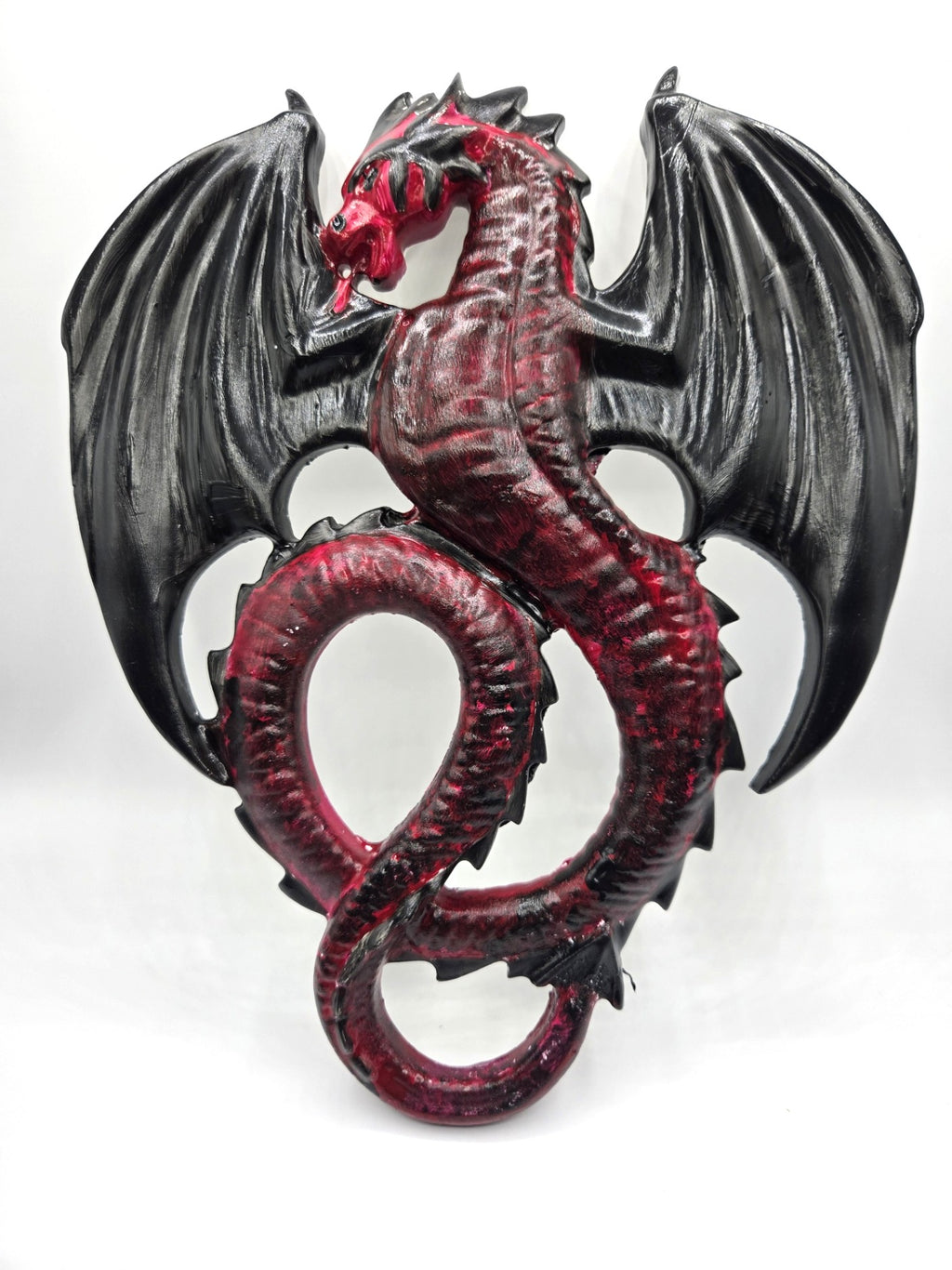 Monumentale 3D-Drachen-Wanddekoration (SchwarzRot)