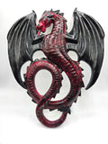 Monumentale 3D-Drachen-Wanddekoration (SchwarzRot)