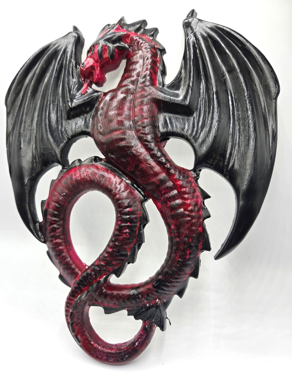Monumentale 3D-Drachen-Wanddekoration (SchwarzRot)