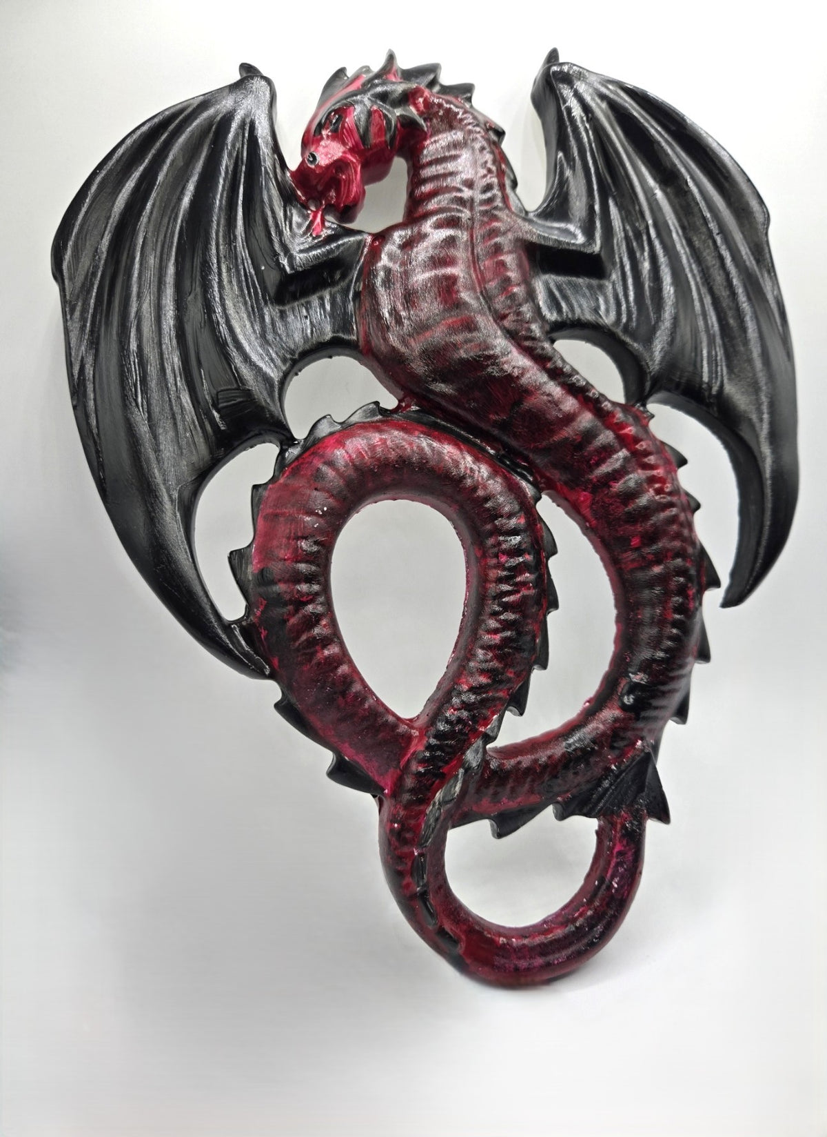 Monumentale 3D-Drachen-Wanddekoration (SchwarzRot)