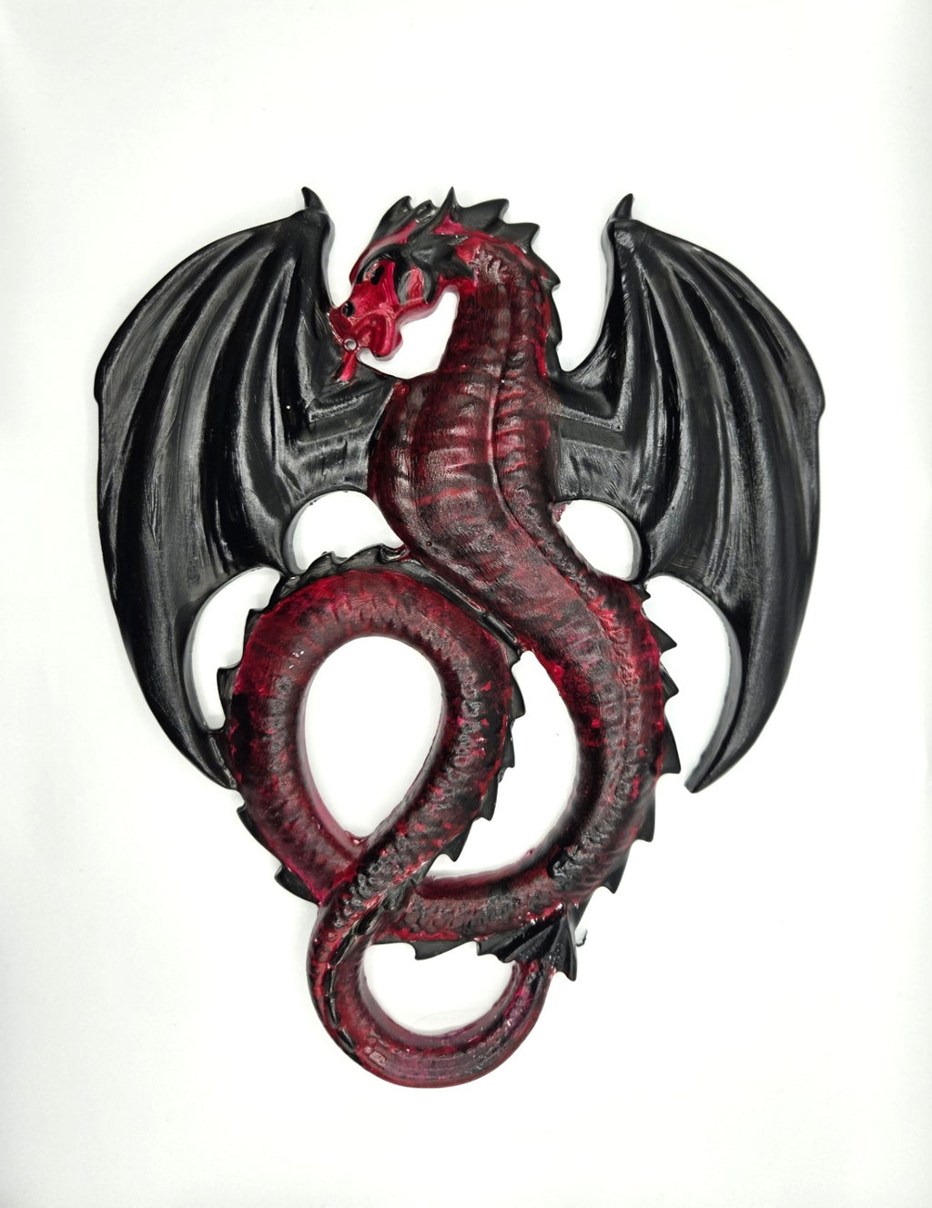 Monumentale 3D-Drachen-Wanddekoration (SchwarzRot)