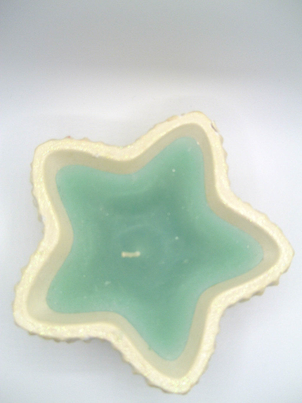 Sternschale Creme mit Mintkerze von oben