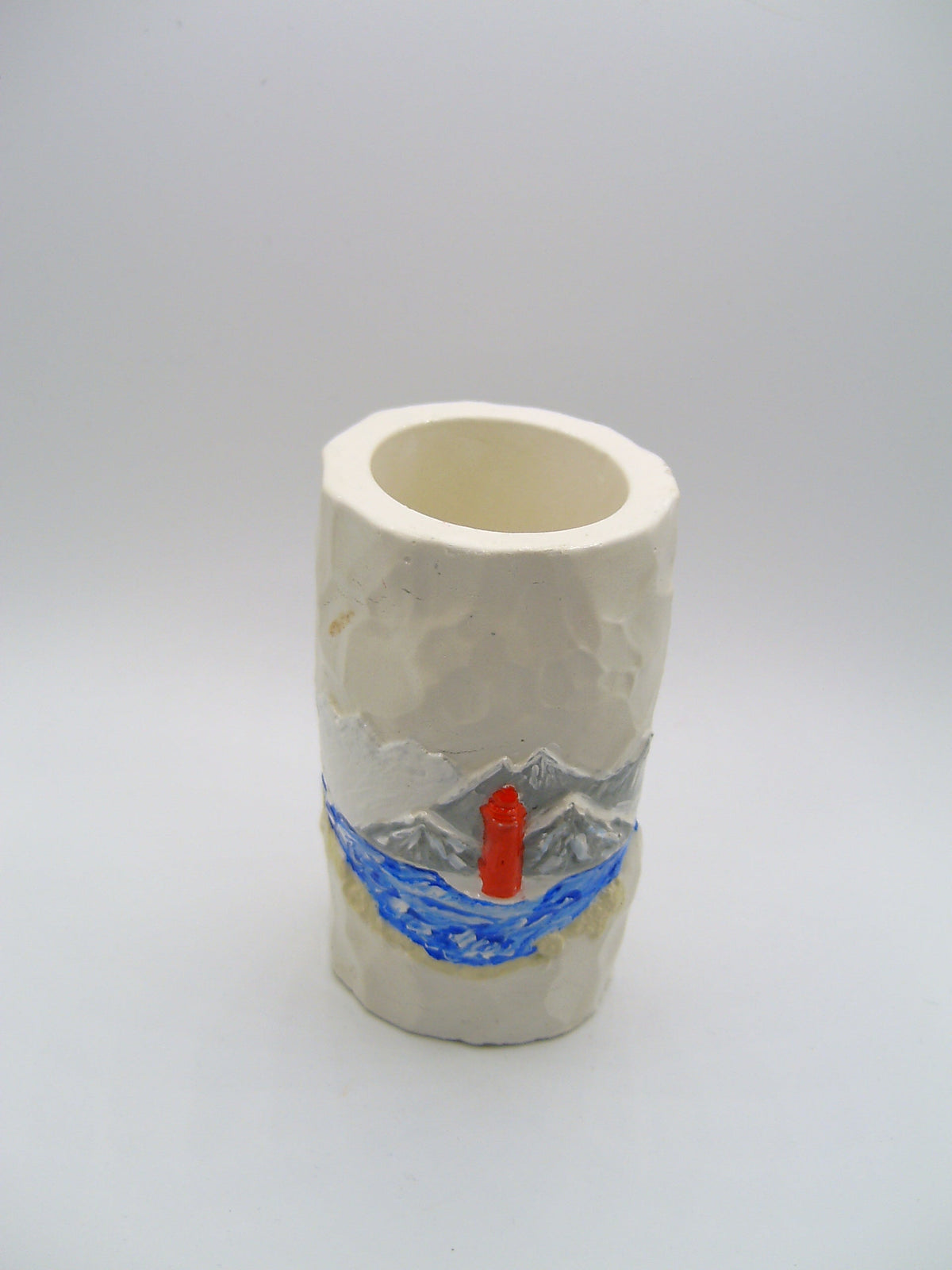 Gips-Vase Leuchtturm Seite