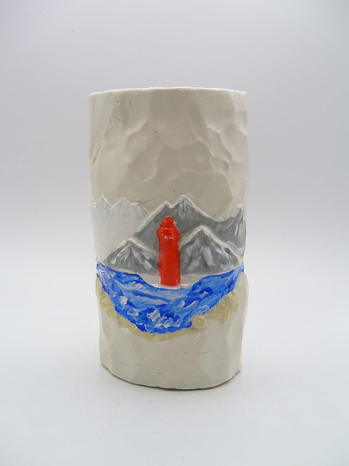 Gips-Vase Leuchtturm von vorne