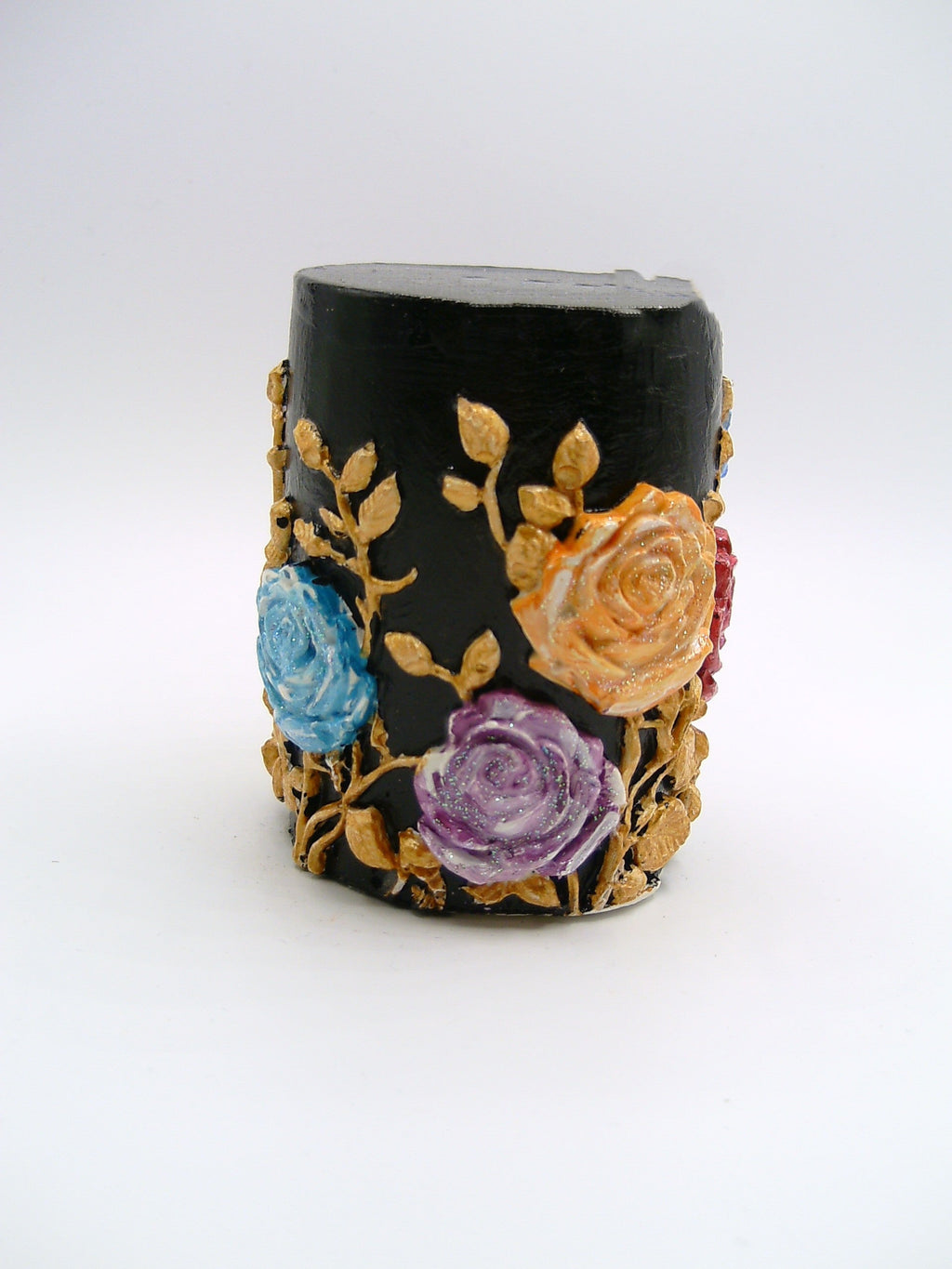 Rosen-Dekoobjekt Gips frontal Blau Rosa Orange