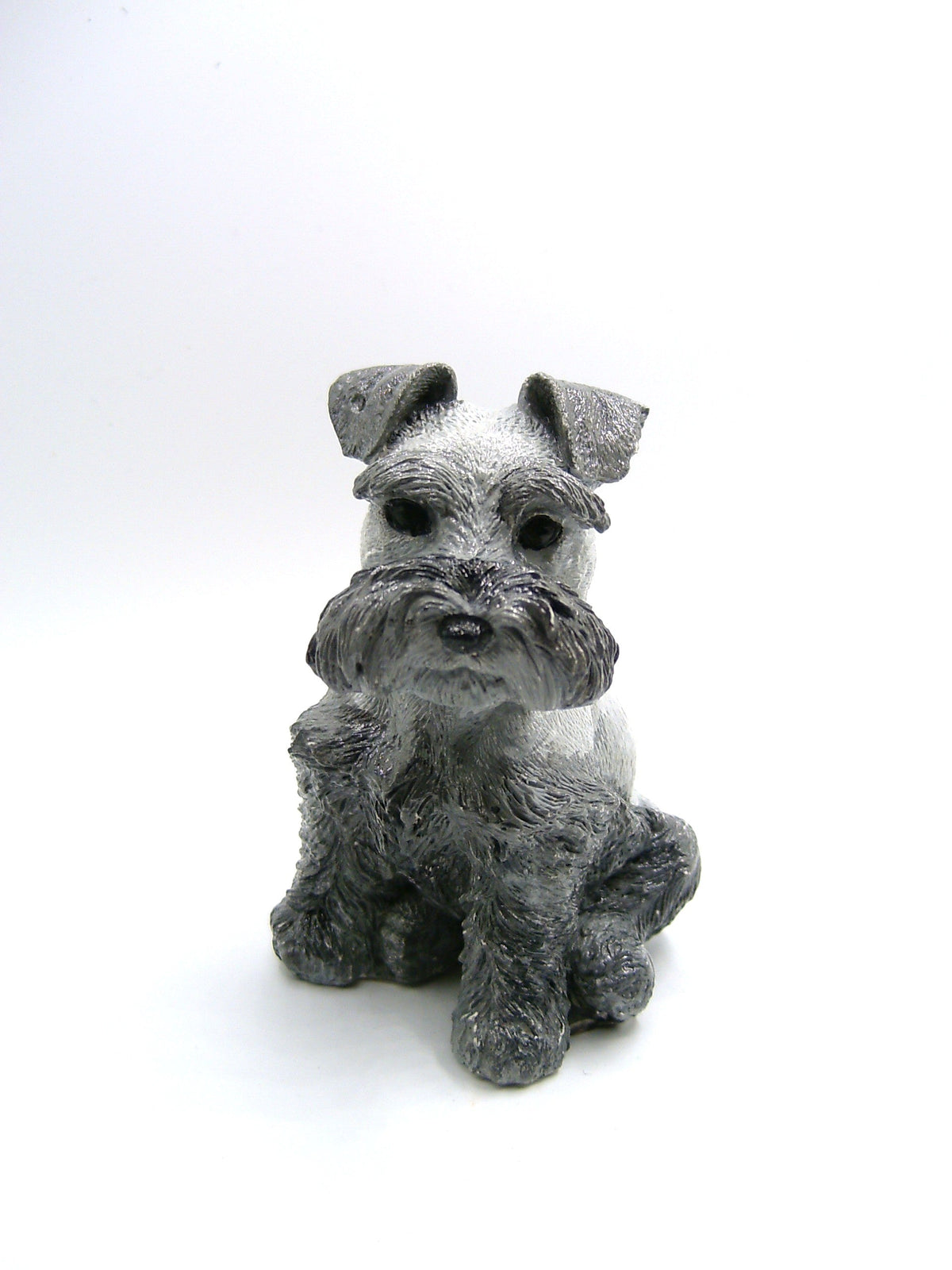 Schnauzer Figur aus Gips von vorne