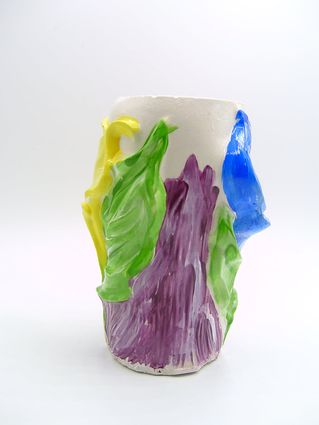 Calla Vase aus Gips – blaue Calla von vorne