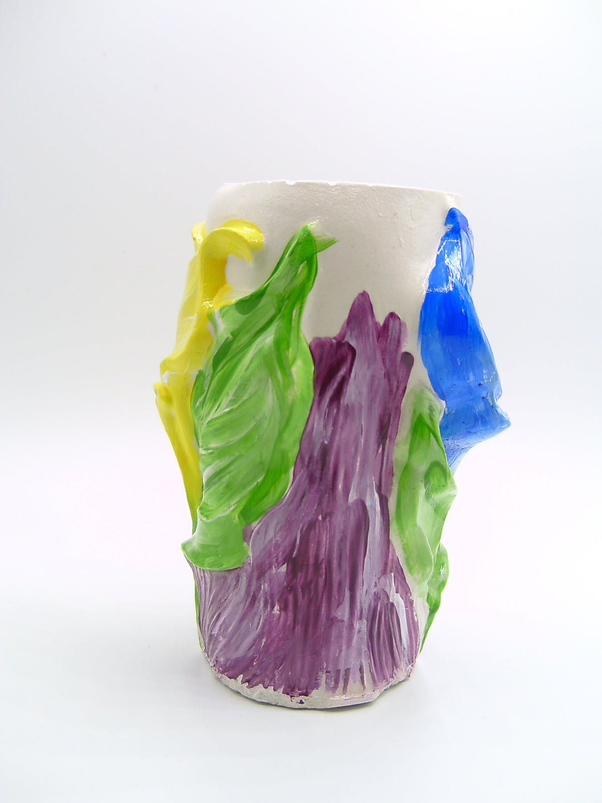 Calla Vase aus Gips – blaue Calla von vorne