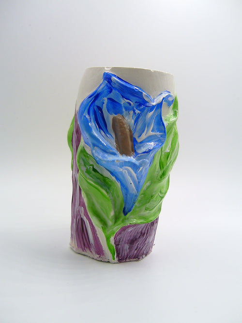 Calla Vase aus Gips – gelbe Calla von vorne
